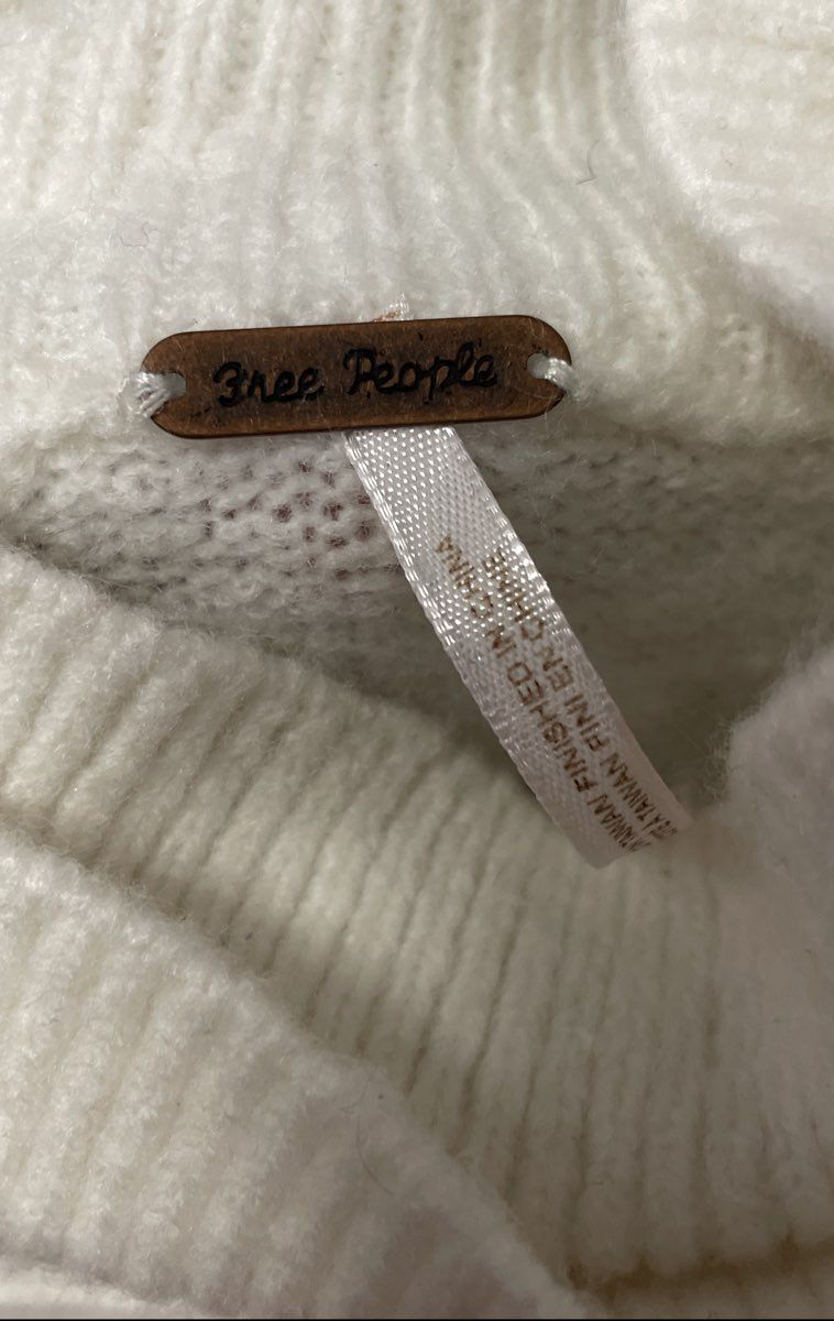 Free People Women's Afterglow Mock Neck Sweater Ivory Wool Blend Sz M