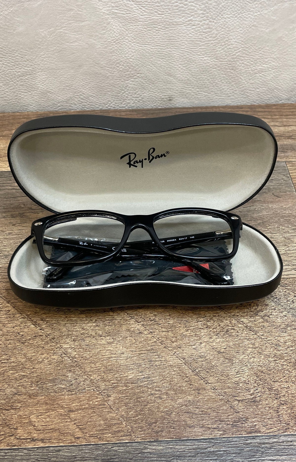 Ray-Ban Men's RB 5228 2000EX Black Square Eyeglass Frames Sz 53-17-140 Case
