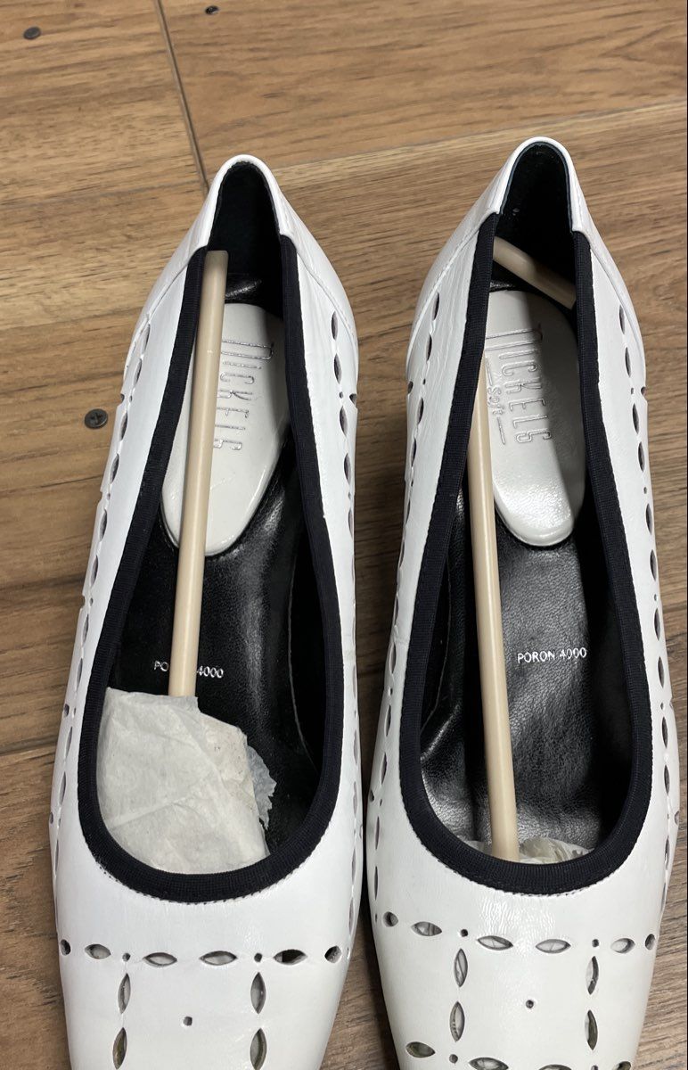 Nickels Robina White Kid Leather Laser Cut Kitten Heel Pumps NWT Size 9.5