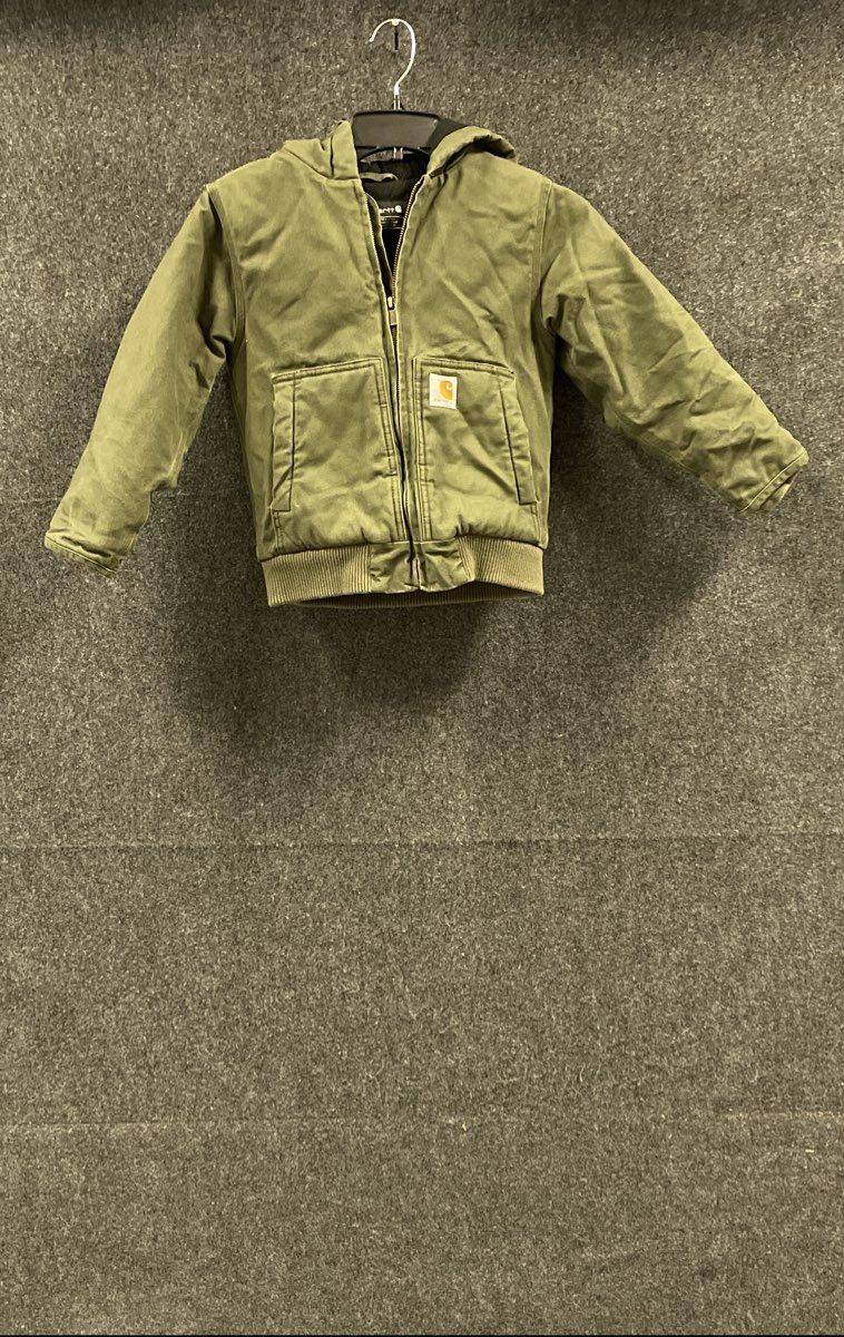 Carhartt Kids Green Duck Canvas Hooded Active Jacket OJ8545-B Sz XS (6)