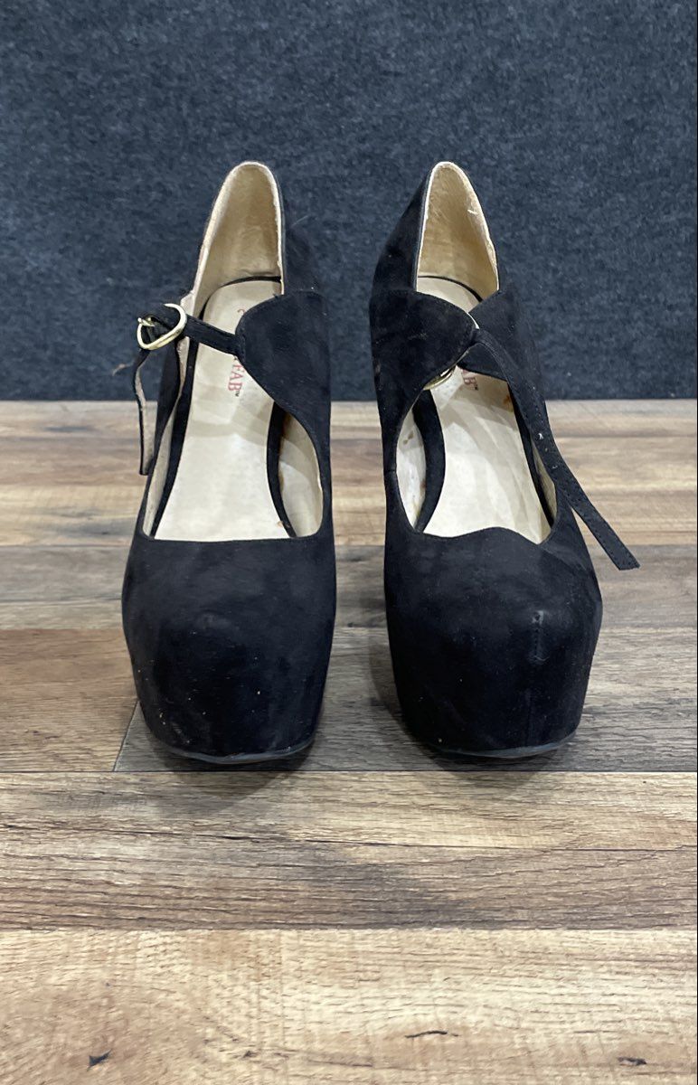 JustFab Nadine Black Fabric Platform Stiletto Mary Jane Heels Women's Size 6.5