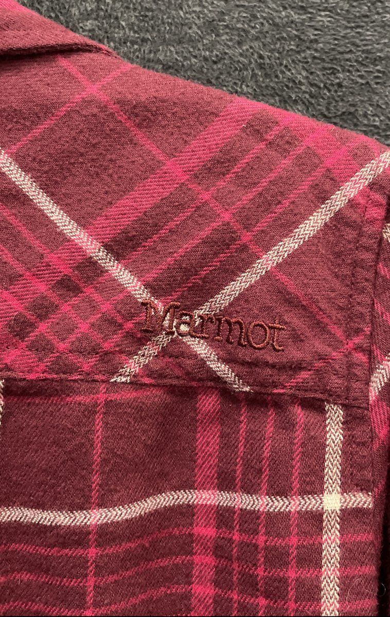 Marmot Women's Red Plaid Long Sleeve Flannel Button Up Shirt Sz L