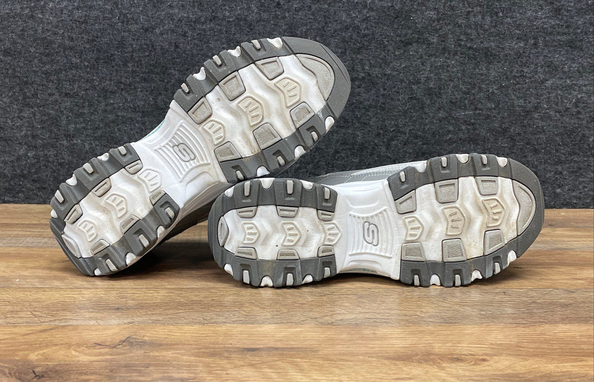 Skechers Hands Free Slip-ins D'Lites Bright Sky Grey Pink Women's Size 10