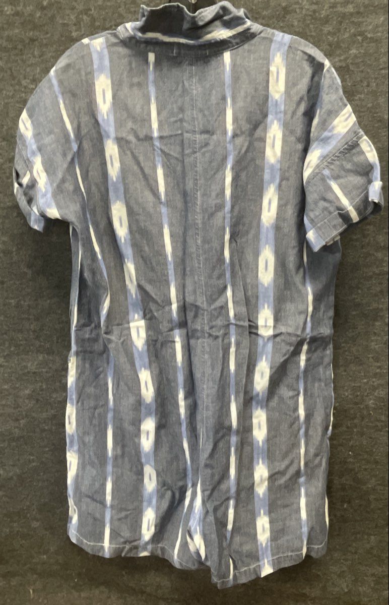 Lou & Grey Women's Blue White Ikat Cotton Button Front Romper Jumpsuit NWT Sz S