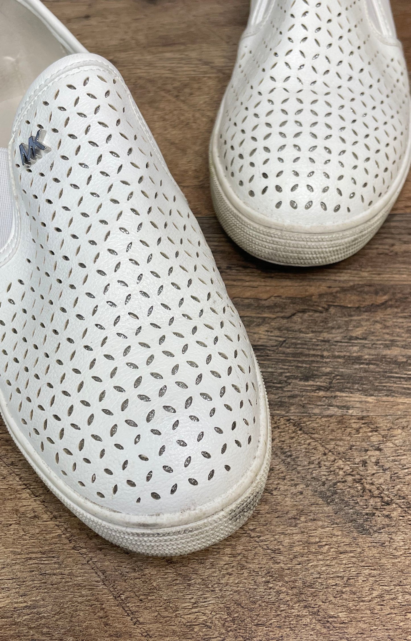 Michael Kors Eithne White Perforated Slip-On Sneakers Size 4
