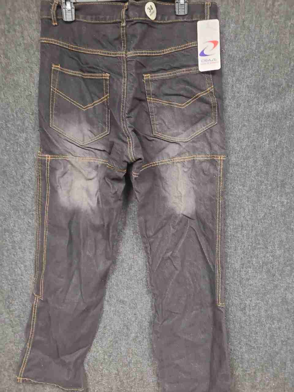Craze Men's Faded Black Utility Moto Jeans Contrast Stitch Paneled NWT Sz 34
