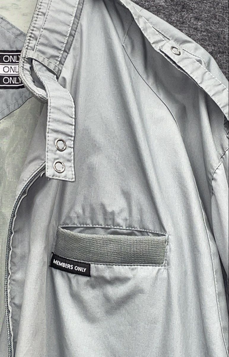 Vintage 80s Members Only Iconic Racer Jacket Bomber Gray Epaulets Sz L