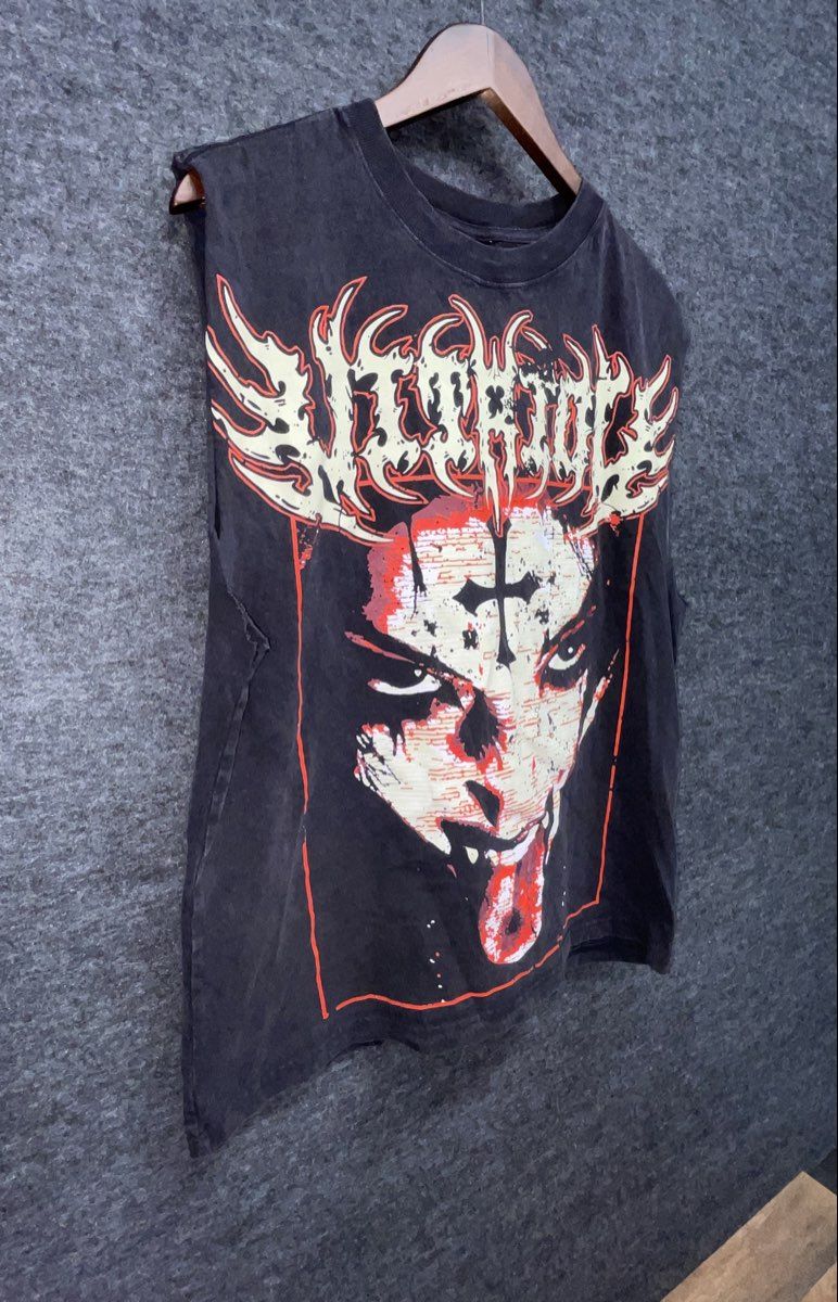Vitriol Death Metal Band Graphic Cut Off Sleeveless T-Shirt Black Sz M