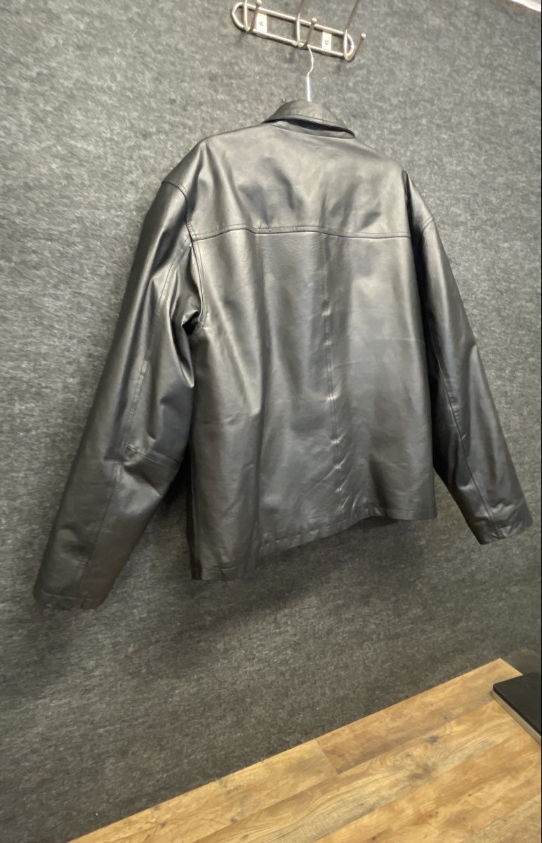 Vintage Leather Men's Black Harrington Jacket Quilted Lining Sz 2XL