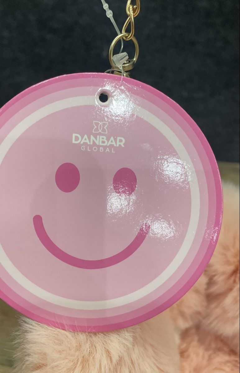 Danbar Pink Fuzzy Faux Fur Smiley Face Shoulder Bag Gold Chain Strap NWT