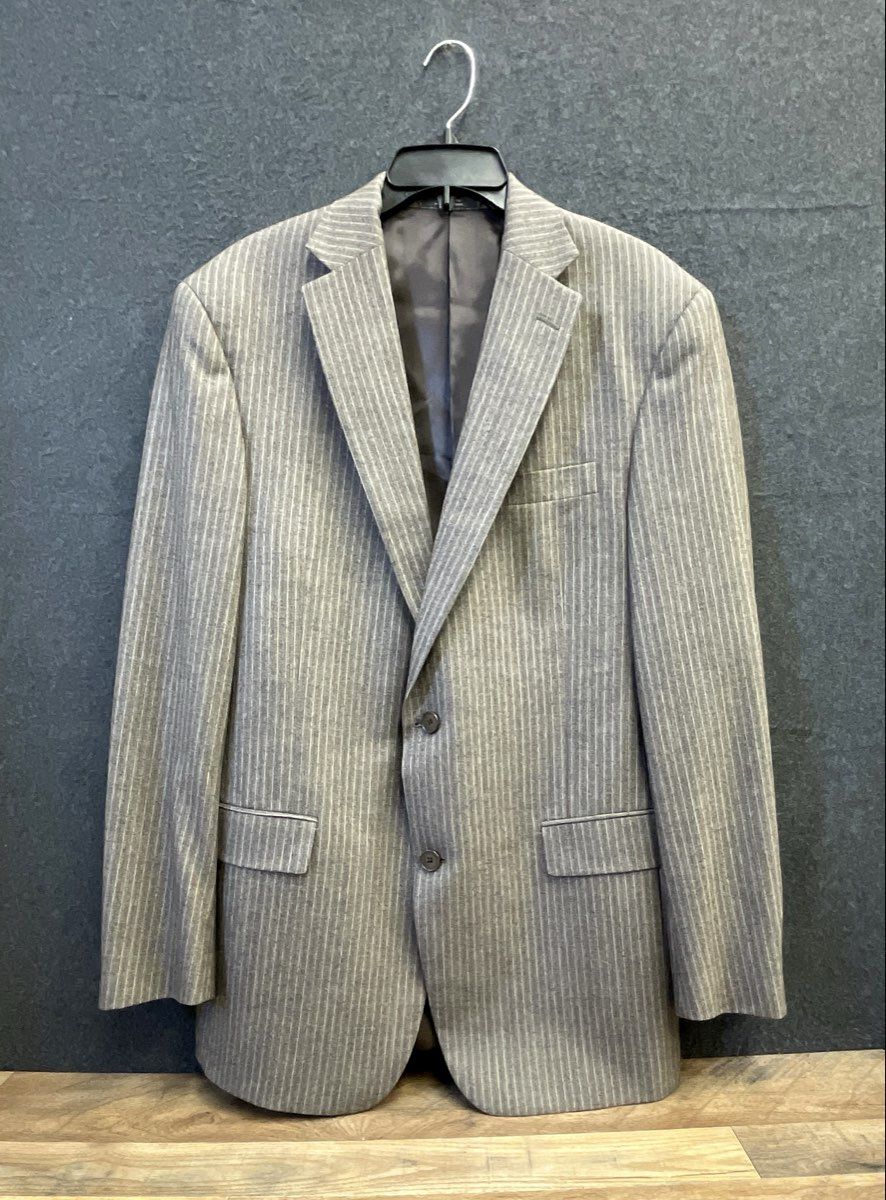Hart Schaffner Marx Men's Gray Pinstripe Two Button Blazer Suit Jacket USA