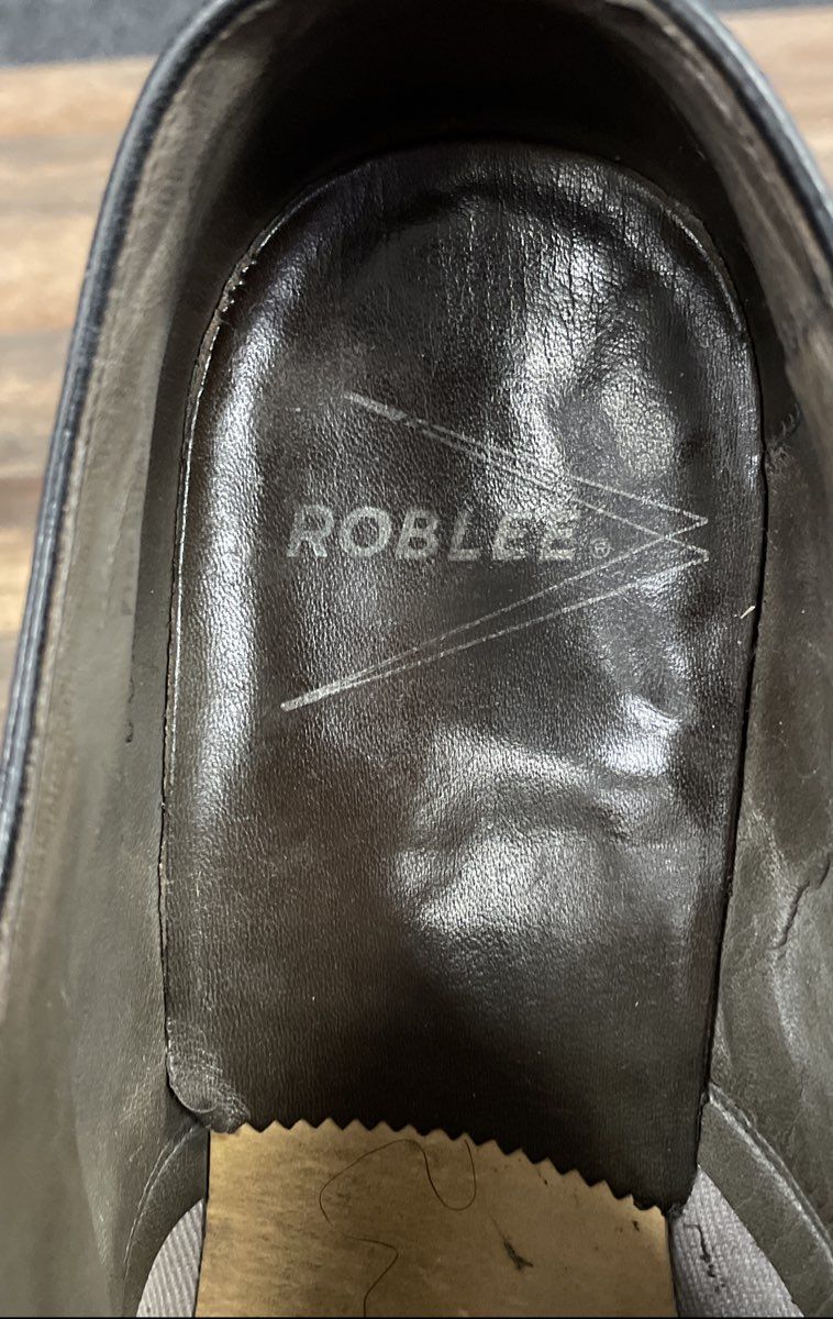 Vintage 1960s Roblee Black Pebble Grain Split Toe Derby Dress Shoes Size 8 D