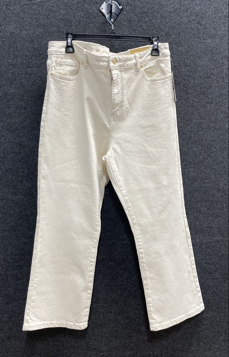 Michael Kors Women's Selma Crop Flare Jeans Off-White Size 12 NWT