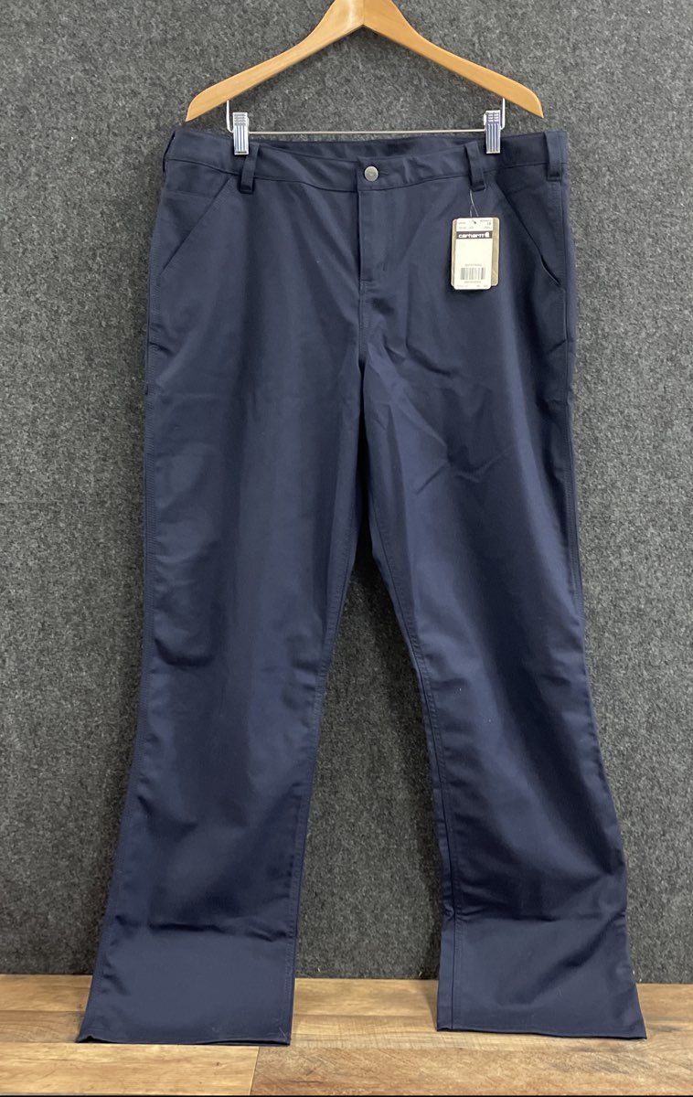Carhartt Women's Rugged Flex Canvas Work Pants Navy Blue 103104 NWT Sz 18 Tall
