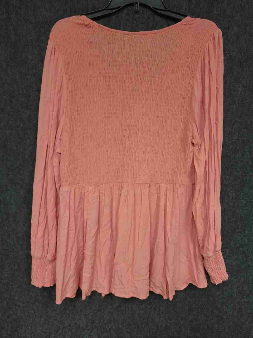 Torrid Women's Pink Long Sleeve Crinkle Babydoll Blouse Size 2X NWT