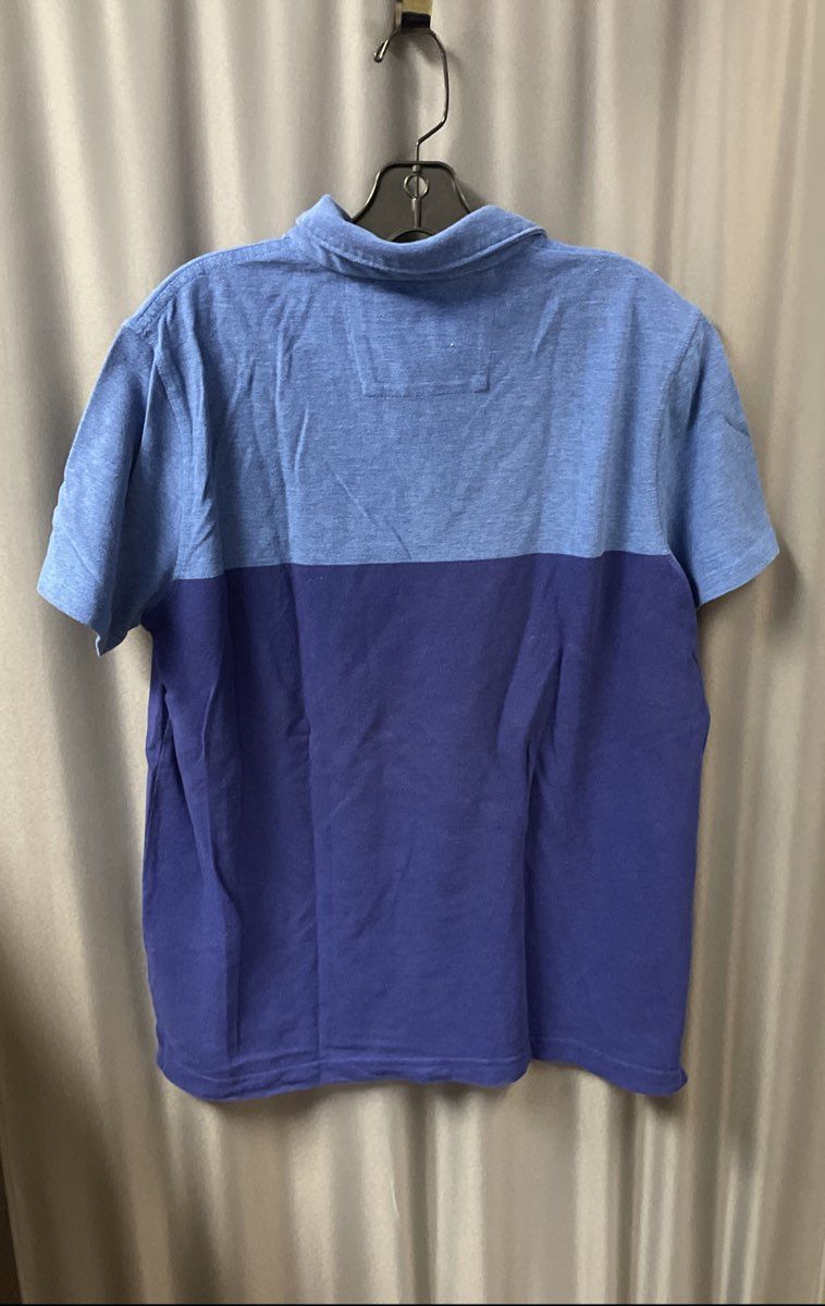 Banana Republic Men's Two Tone Blue Organic Cotton Pique Polo Shirt Size L