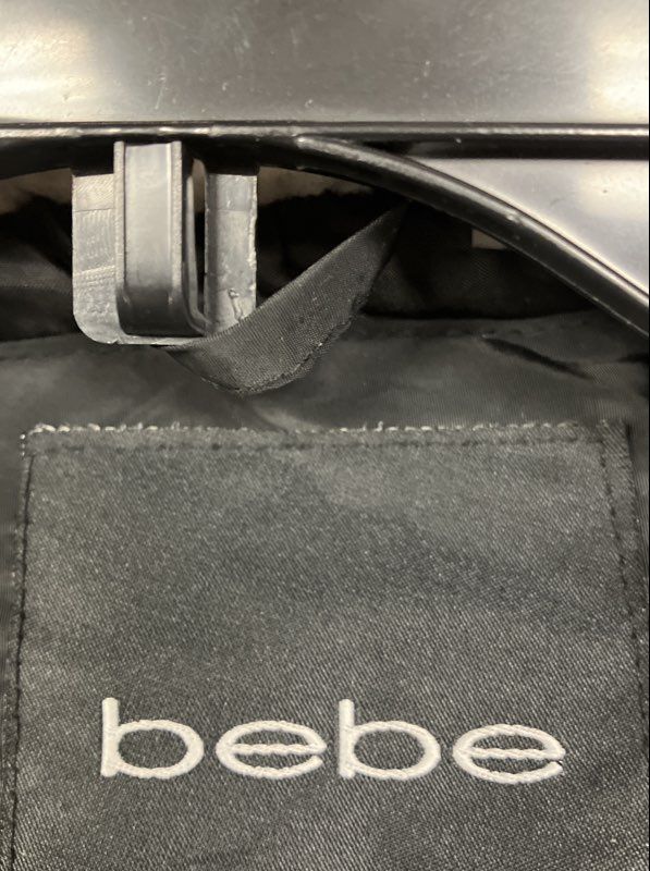 bebe Women's Parka Coat Black Faux Fur Hood Sherpa Lined Quilted Sz S