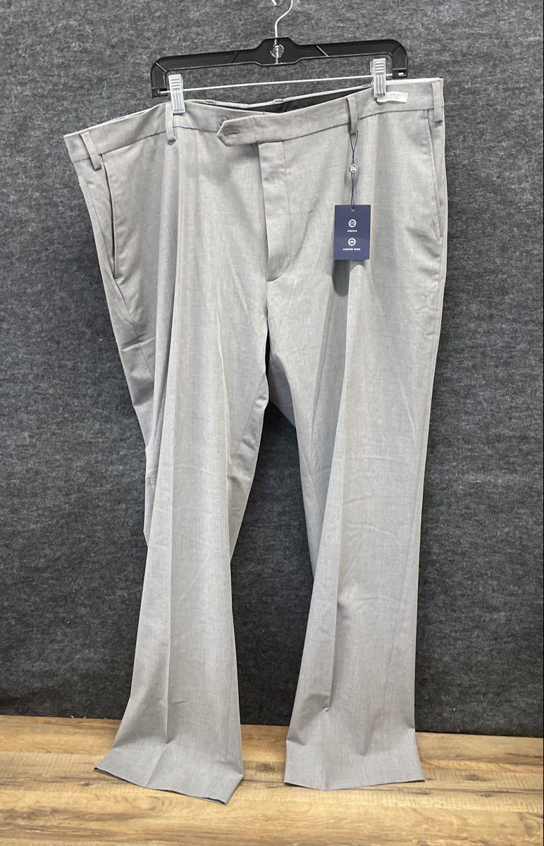 Jos. A. Bank Men's Grey Flat Front Stretch Dress Pants Size 44x30 NWT