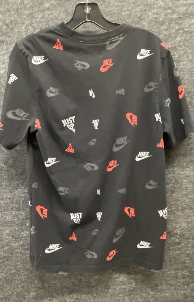 Nike Men's Short Sleeve Black All Over Print Just Do It Graphics T-Shirt Sz S