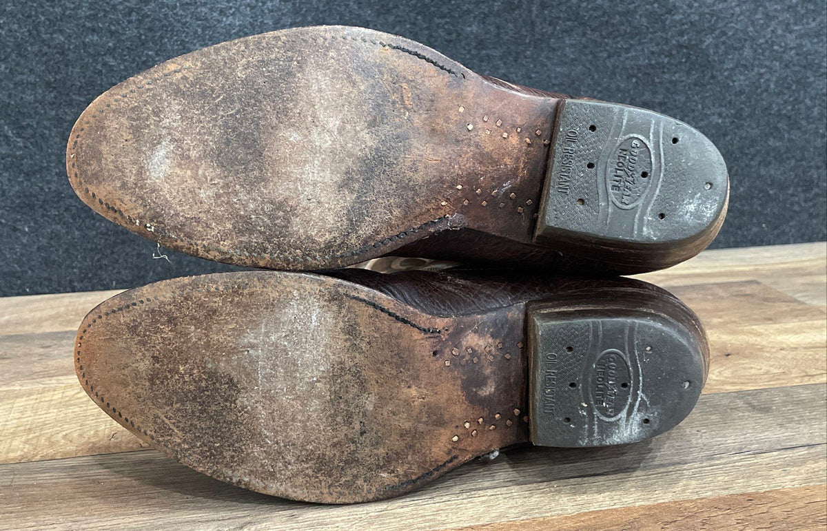 Nocona Brown Leather Western Cowboy Boots Pointed Toe Size 8C