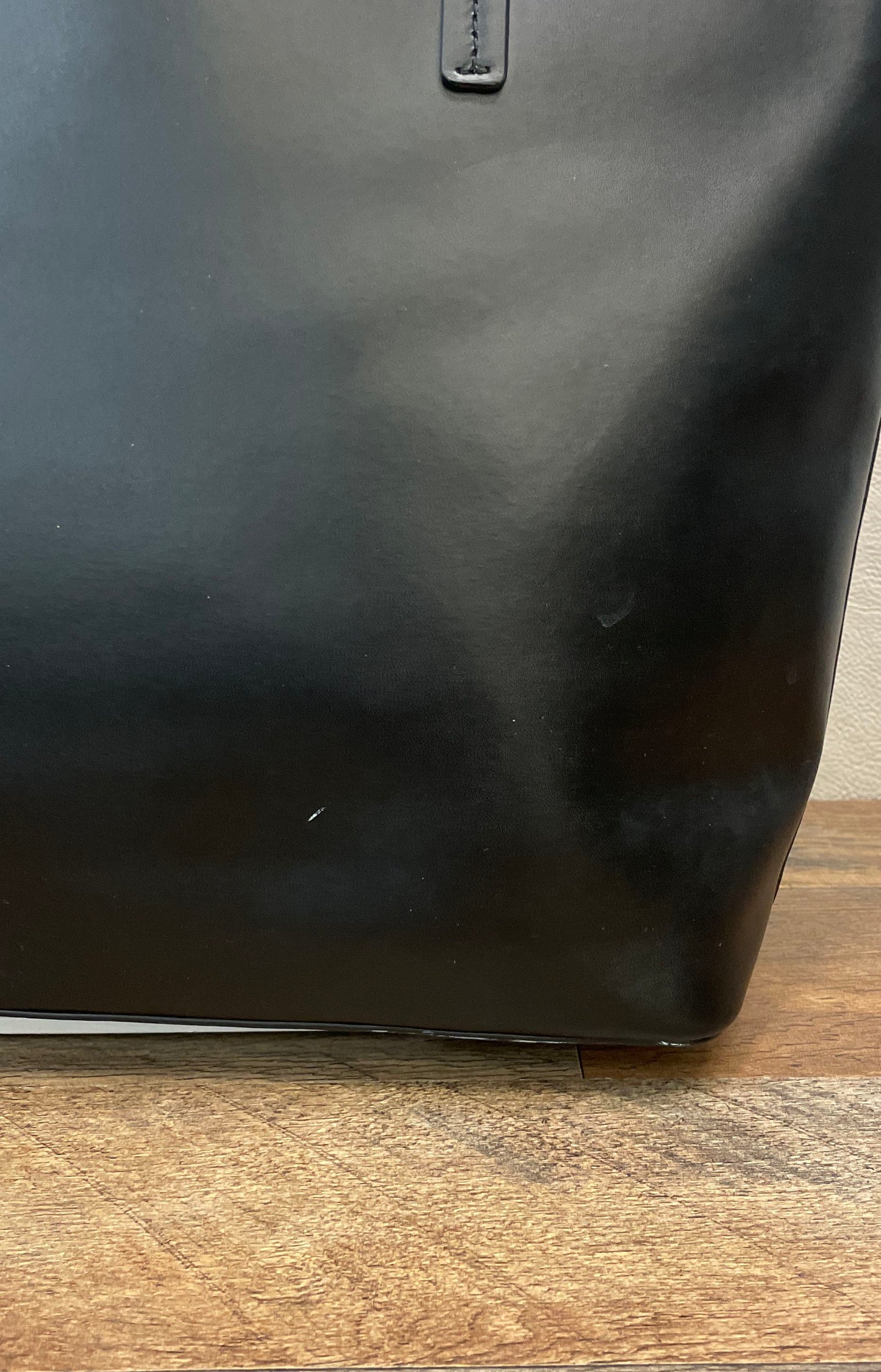 Kate Spade Black Leather Large Shoulder Tote Bag Gold Logo