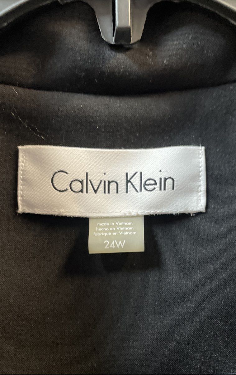 Calvin Klein Women's Black White Colorblock Full Zip Blazer Jacket NWT Sz 24W
