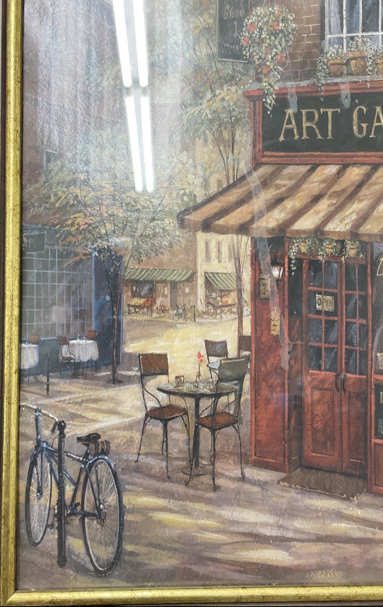 Ruane Manning "Doug's Art Gallery" Print Signed European Street Scene Framed Art