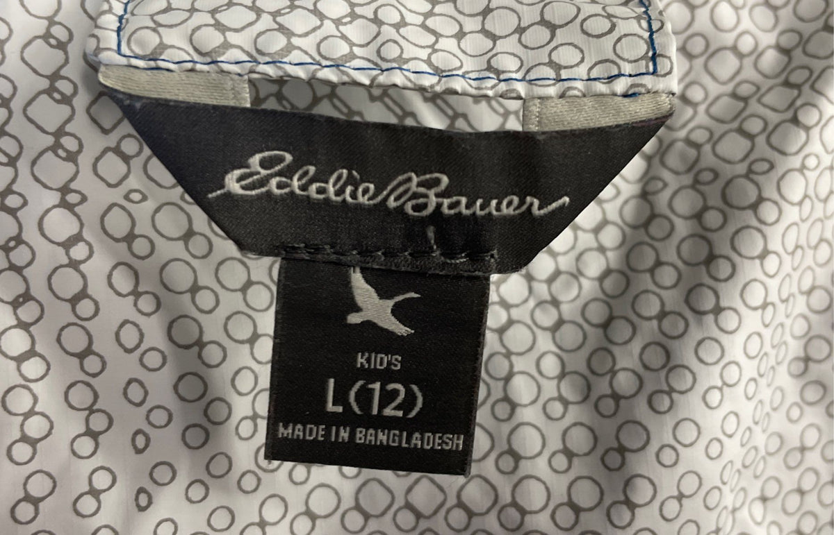 Eddie Bauer Kids Blue WeatherEdge Lightweight Hooded Zip Up Jacket Sz L 12