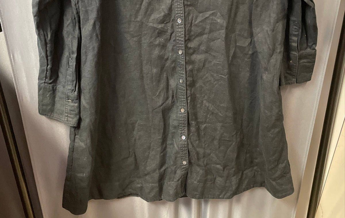 Joie Women's Black 100% Linen Button Front V-Neck Tunic Shirt Sz M