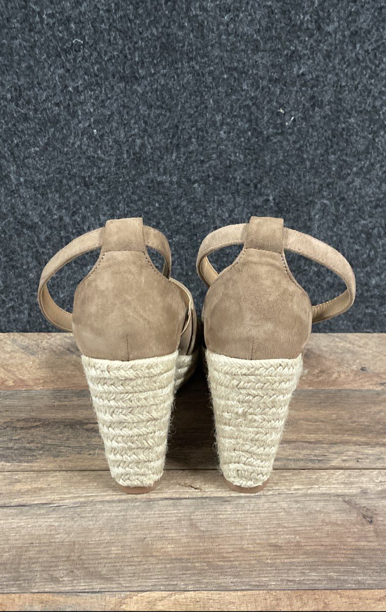 Torrid Taupe Perforated Peep Toe Espadrille Wedge Sandals Women's Size 9W
