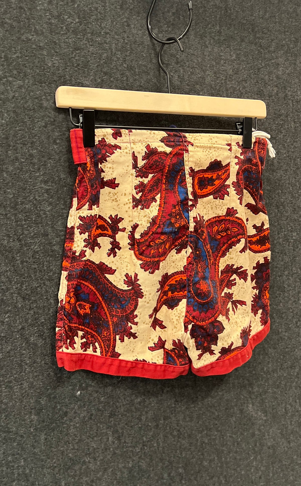 Robert Bruce Seafarer Boys Paisley Lace Up Swim Trunks Vintage 70s Sz 18