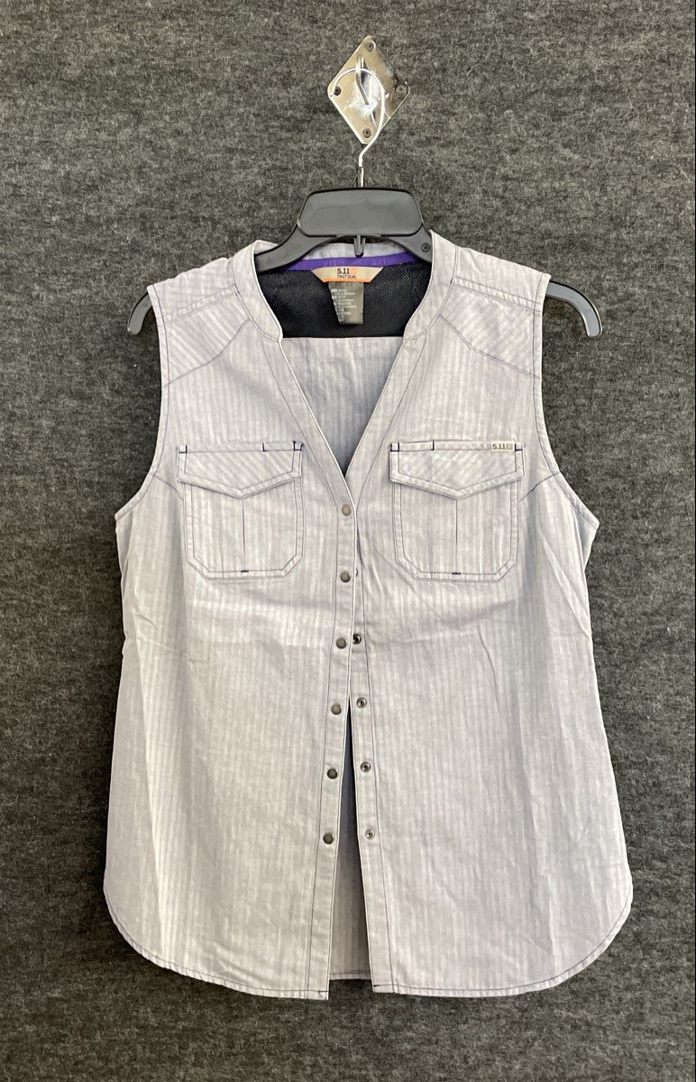 5.11 Tactical Women's Blue Herringbone Snap Front Sleeveless Utility Vest Sz S