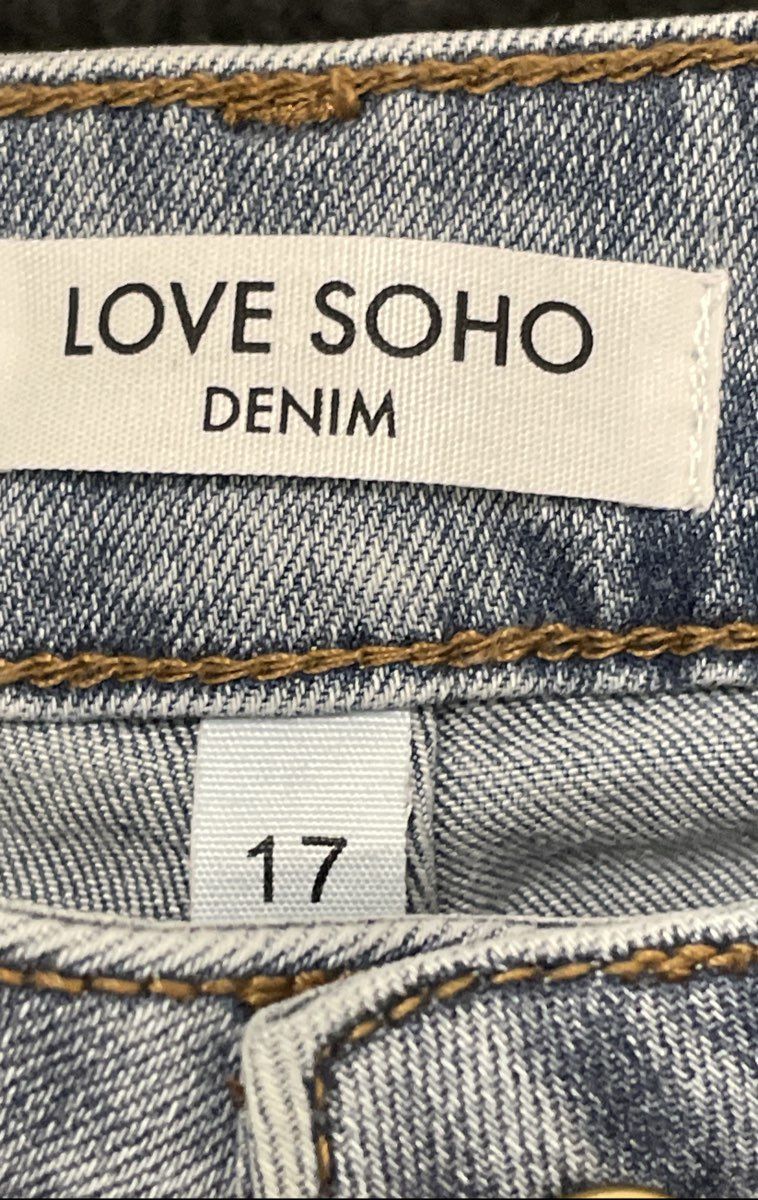 Love Soho Denim Women's Boot Cut Jeans Light Wash Marbled Low-Rise NWT Sz 17