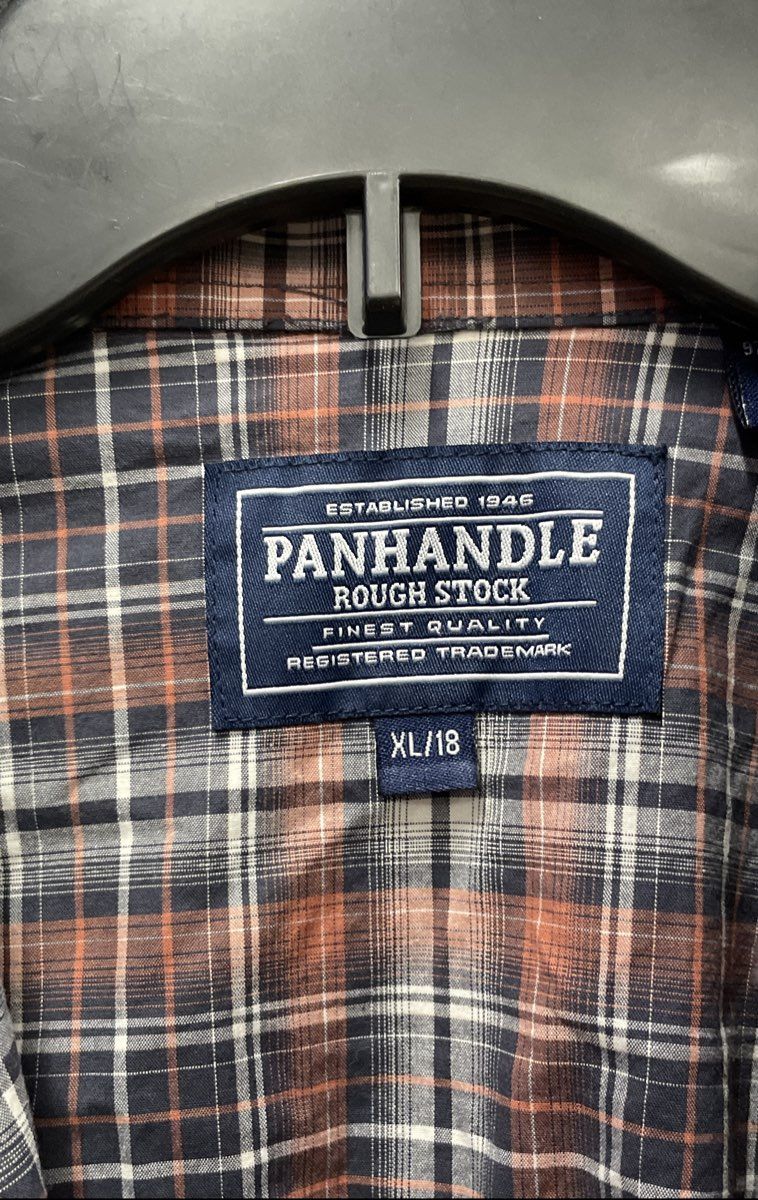 Panhandle Rough Stock Men's Orange Plaid Western Pearl Snap Shirt Sz XL