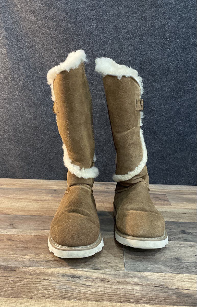 Bearpaw Hickory Suede Tall Faux Fur Lined Winter Boots Women's Size 7