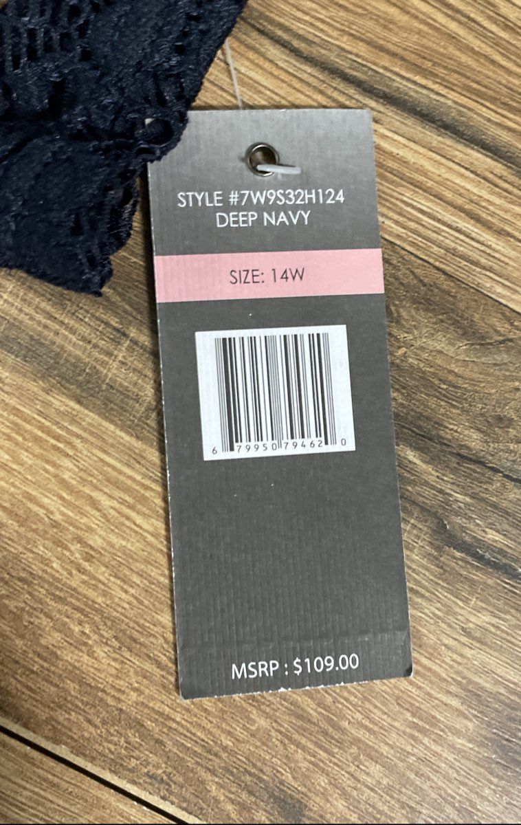 Sharagano Women's Deep Navy Lace Bell Sleeve Shift Dress Sz 14W NWT