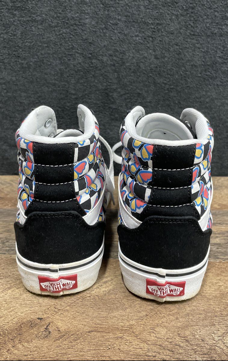 Vans Sk8-Hi Butterfly Checkerboard Black White High Top Sneakers Size 7.5 Women