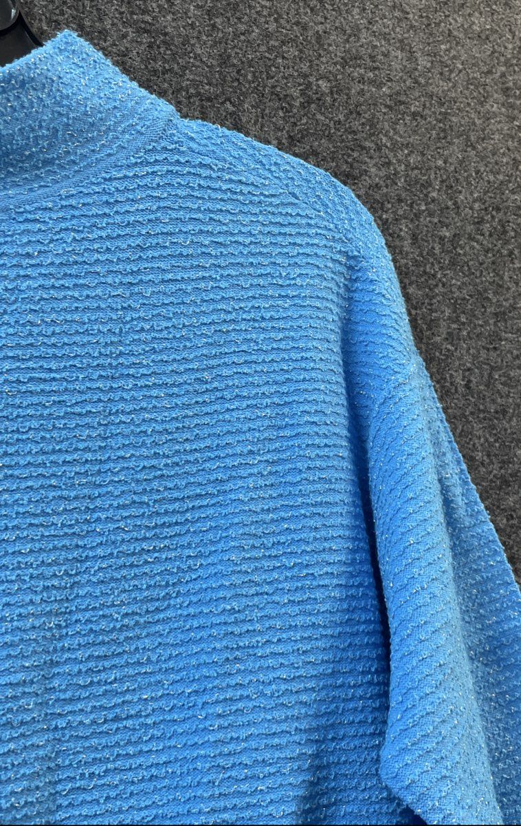 Alfani Women's Blue Neo Glow Metallic Mock Neck Knit Top Sz S NWT