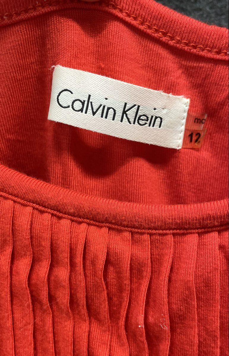 Calvin Klein Women's Red Sleeveless Empire Waist Pleated Maxi Dress Sz 12