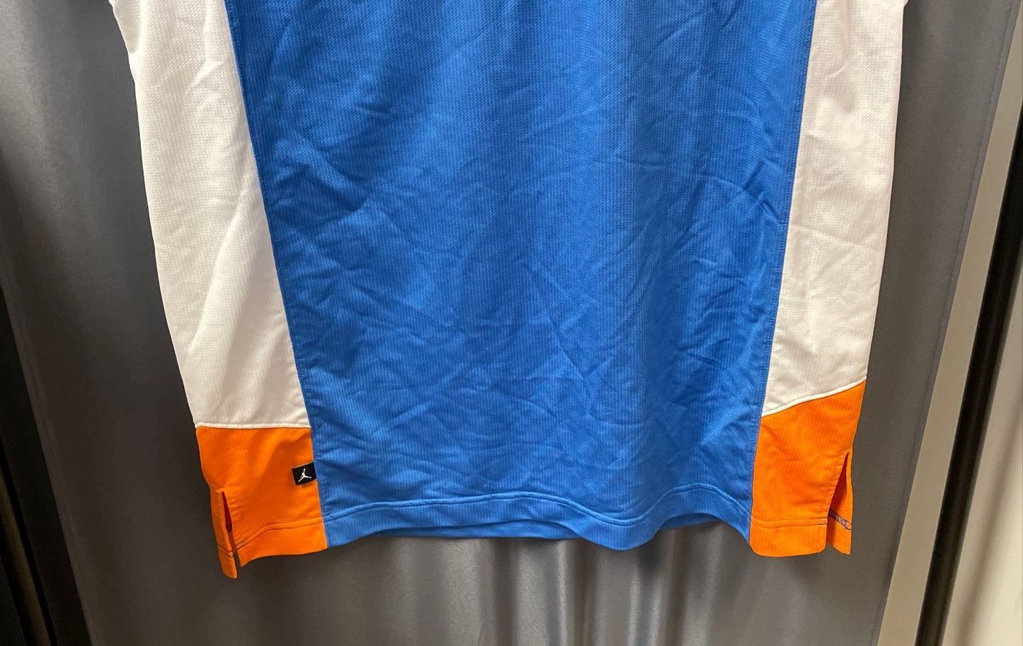 Jordan Men's Sleeveless V-Neck Shooting Shirt Blue White Orange OKC Sz XL