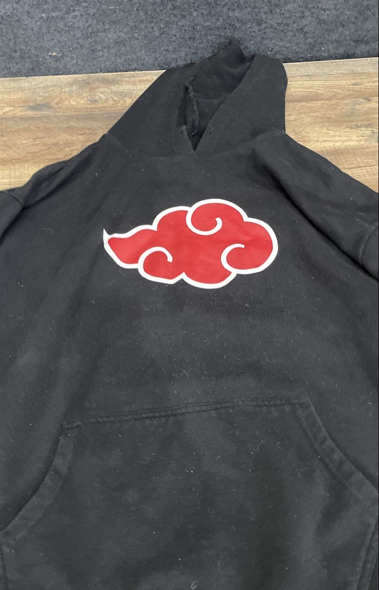 Naruto Shippuden Men's Black Akatsuki Cloud Members Grid Pullover Hoodie Sz M