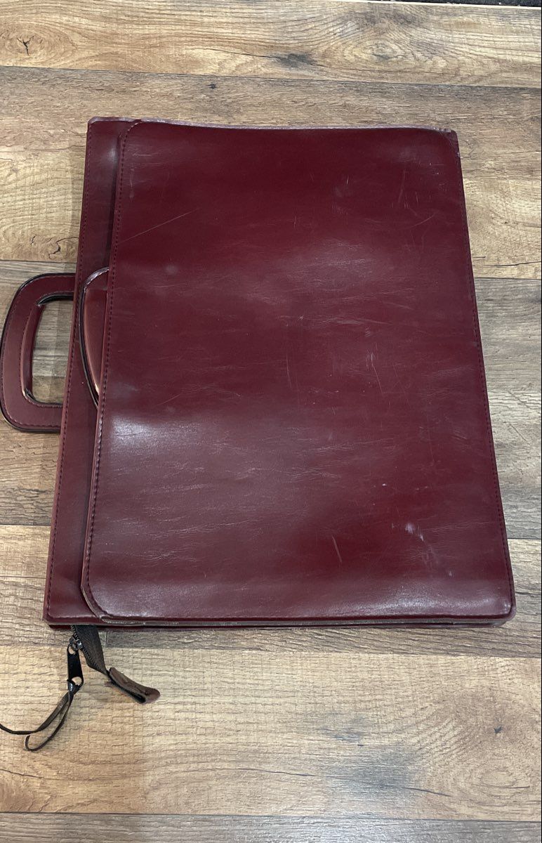 Vintage Samsill 7244 Burgundy Slim Briefcase Zippered Portfolio Handle Bag