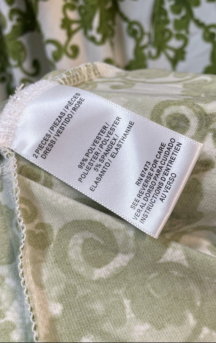 Danny & Nicole Women's 2-Piece Dress Set Avocado Green Damask Bolero 1X NWT