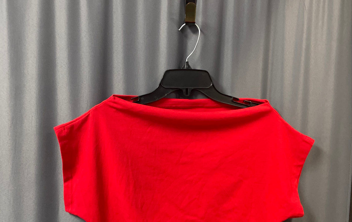 Halara Women's Red Boat Neck Ruched Side Cap Sleeve Athleisure Top Sz S NWT