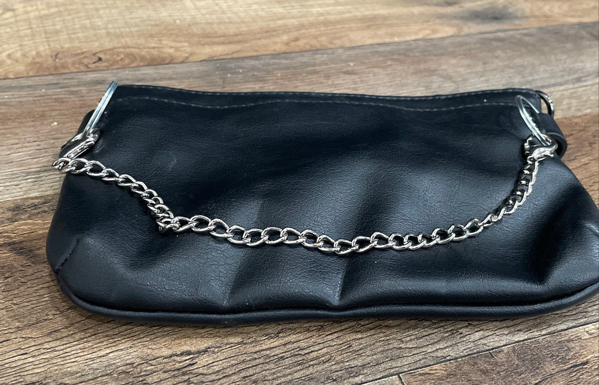 Simply Vera Vera Wang Black Leather Mini Bag Clutch Silver Hardware