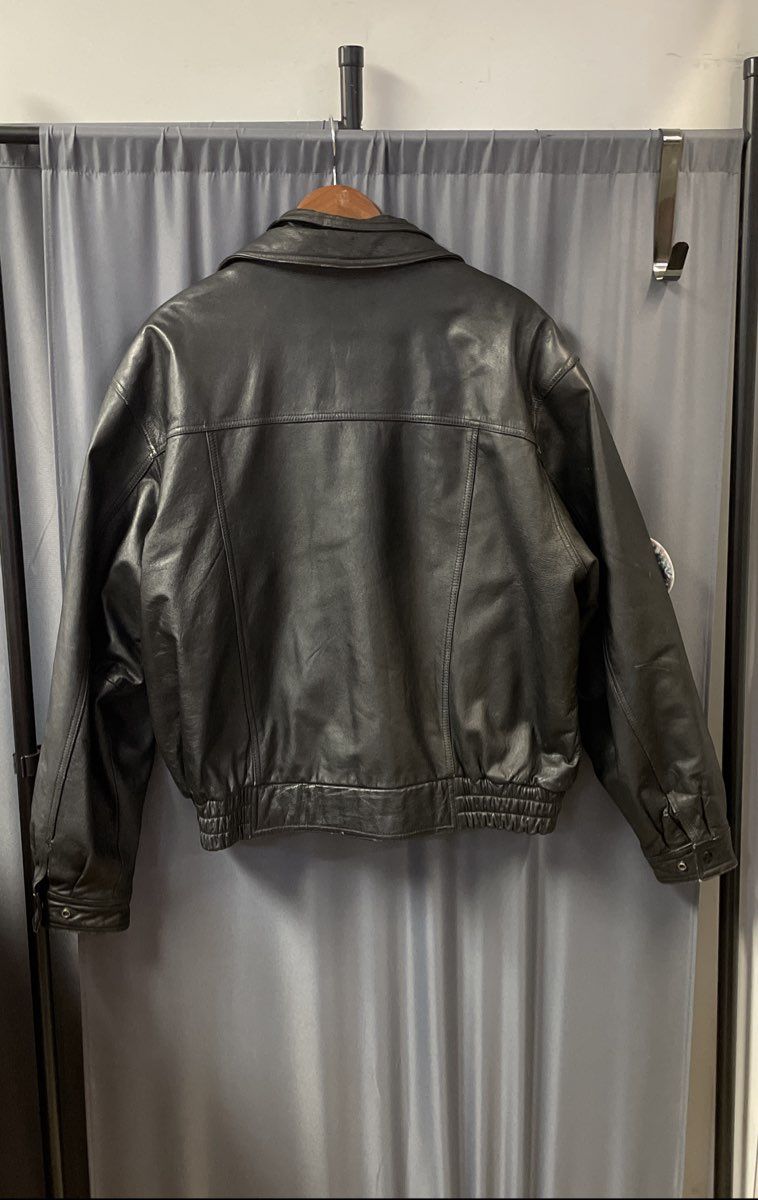 Vintage Y2K Marcello Figlia Men's Black Leather Bomber Jacket Patch Sz XL