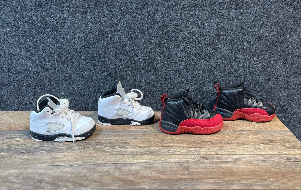 Nike Air Jordan Retro 12 Flu Game & Jordan 5 Infant Toddler Lot Size 5C 4C
