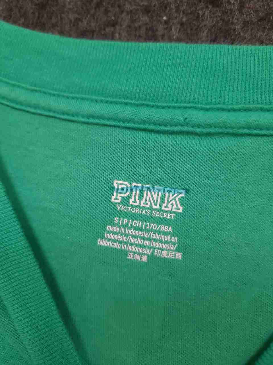 Victoria's Secret PINK Colorblock Oversized Spirit Jersey T-Shirt Green White S