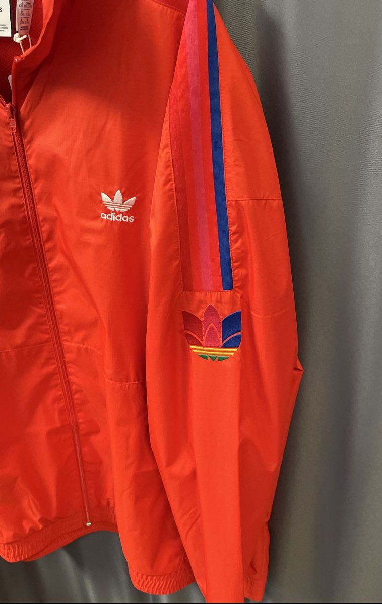 Adidas Men's Active Red 3D Trefoil 3-Stripe Track Top Windbreaker Sz 2XL NWT