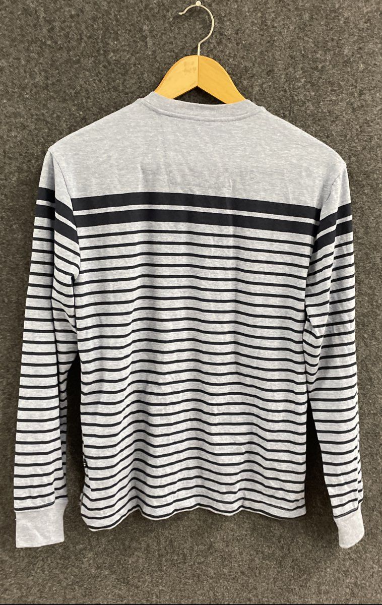 Nautica Men's Long Sleeve Henley Gray Navy Striped NWT Sustainably Crafted Sz XS